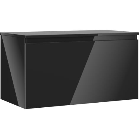 Mexen Orio Badezimmerunterschrank 90 cm mit Arbeitsplatte, 1 Schublade, schwarz glänzend - 91A10-09047-1-BFC70