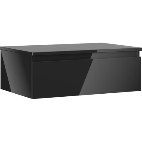 Mexen Orio Badmöbel Unterschrank 70 cm mit Arbeitsplatte, 1 Schublade, schwarz glänzend - 91A10-07023-1-BFC70