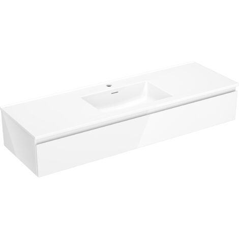 Mexen Orio Badschrank 140 cm mit Waschbecken Otis, 1 Schublade, weiß glänzend - 91A10-14023-1-BF00-W18M00