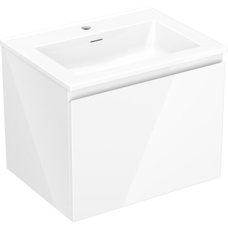 Mexen Orio Badschrank 60 cm mit Waschbecken Otis, 1 Schublade, weiß glänzend - 91A10-06047-1-BF00-W18M00