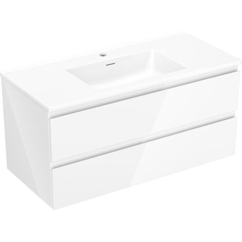 Mexen Orio gabinete de ba帽o 100 cm con lavabo Otis, 2 cajones, blanco brillante - 91A10-10047-2-BFF00-W18M00