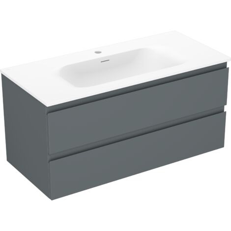 Mexen Orio gabinete de ba帽o 100 cm con lavabo Vela, 2 cajones, grafito mate/blanco mate - 91A10-10047-2-BFF66-W23M01