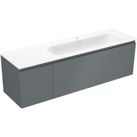 Mexen Orio gabinete de ba帽o 160 cm con lavabo Vela derecho, 1S, 1D, grafito mate/blanco mate - 91A13-16047-3-BBFF66-W23P01