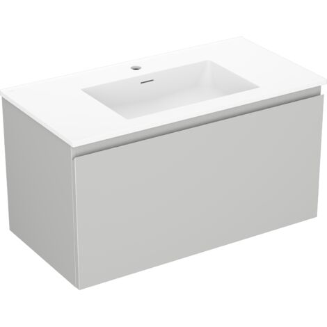 Mexen Orio gabinete de ba帽o de 90 cm con lavabo Otis, 1 caj贸n, gris mate/blanco mate - 91A10-09047-1-BF62-W18M01