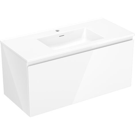 Mexen Orio meuble de salle de bain 100 cm avec lavabo Otis, 1 tiroir, blanc brillant - 91A10-10047-1-BF00-W18M00