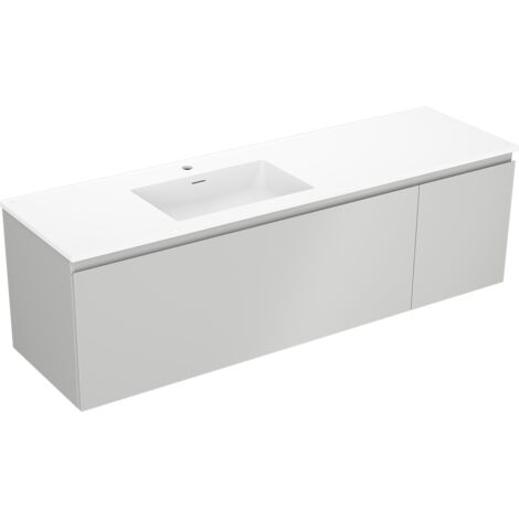 Mexen Orio meuble de salle de bain 160 cm avec lavabo Otis gauche, 1S, 1D, gris mat/blanc mat - 91A13-16047-3-BBFF62-W18L01