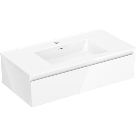 Mexen Orio meuble de salle de bain 90 cm avec lavabo Otis, 1 tiroir, blanc brillant - 91A10-09023-1-BF00-W18M00