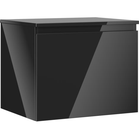 Mexen Orio meuble de salle de bain sous lavabo 60 cm avec plateau, 1 tiroir, noir brillant - 91A10-06047-1-BFC70
