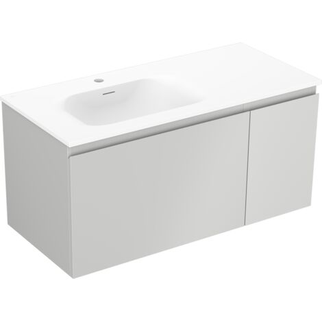 Mexen Orio meuble de salle de bains 100 cm avec lavabo Vela gauche, 1S, 1D, gris mat/blanc mat - 91A13-10047-3-BBFF62-W23L01