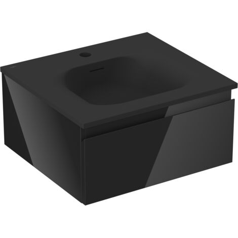 Mexen Orio meuble de salle de bains 50 cm avec lavabo Vela, 1 tiroir, noir brillant/noir mat - 91A10-05023-1-BF70-W23M71
