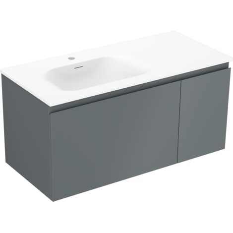 Mexen Orio meuble de salle de bains 90 cm avec lavabo Vela gauche, 1S, 1D, graphite mat/blanc mat - 91A13-09047-3-BBFF66-W23L01