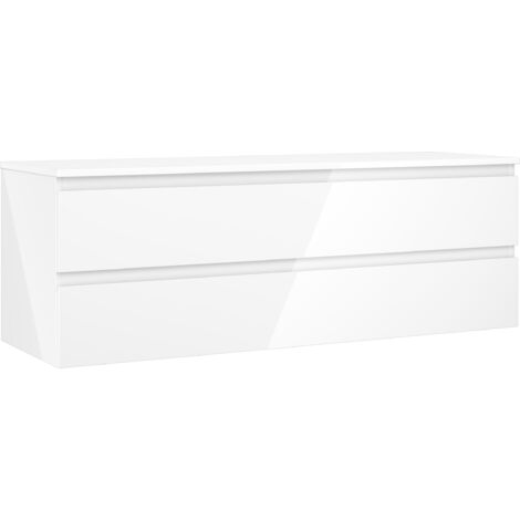 Mexen Orio meuble de salle de bains sous lavabo 140 cm avec plateau, 2 tiroirs, blanc brillant - 91A10-14047-2-BFFC00