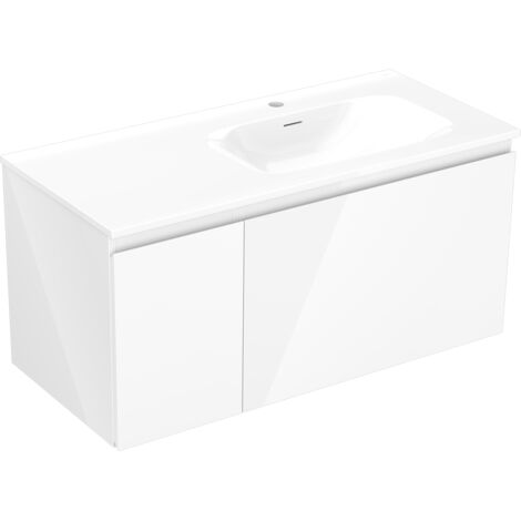 Mexen Orio mobile bagno 100 cm con lavabo Vela destro, 1S, 1D, bianco lucido - 91A13-10047-3-BBFF00-W23P00