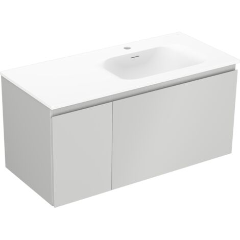 Mexen Orio mobile bagno 100 cm con lavabo Vela destro, 1S, 1D, grigio opaco/bianco opaco - 91A13-10047-3-BBFF62-W23P01
