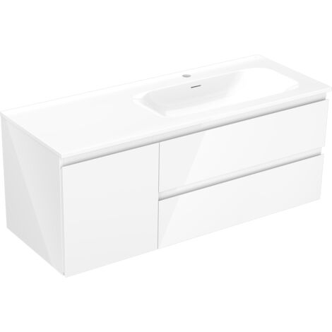 Mexen Orio mobile bagno 120 cm con lavabo Vela destro, 2S, 1D, bianco lucido - 91A13-12047-3-BBFFF00-W23P00