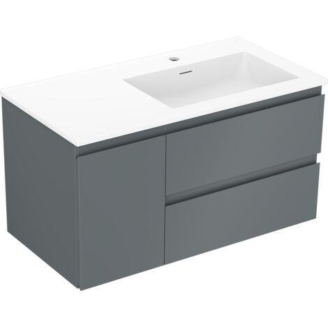 Mexen Orio mobile bagno 90 cm con lavabo Otis destro, 2S, 1D, grafite opaco/bianco opaco - 91A13-09047-3-BBFFF66-W18P01