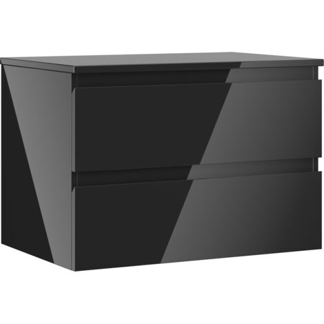 Mexen Orio mobile bagno sotto lavabo 70 cm con piano, 2 cassetti, nero lucido - 91A10-07047-2-BFFC70