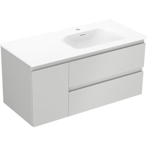 Mexen Orio mobile da bagno 100 cm con lavabo Vela destro, 2S, 1D, grigio opaco/bianco opaco - 91A13-10047-3-BBFFF62-W23P01
