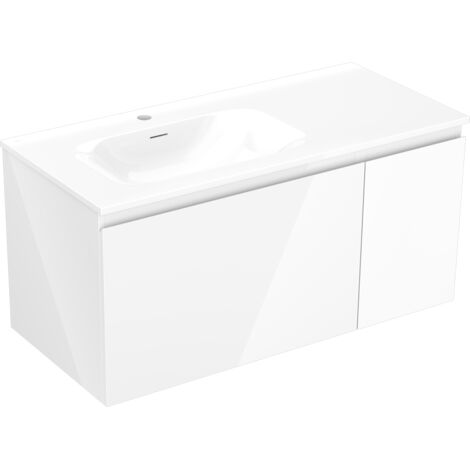 Mexen Orio mobile da bagno 100 cm con lavabo Vela sinistro, 1S, 1D, bianco lucido - 91A13-10047-3-BBFF00-W23L00