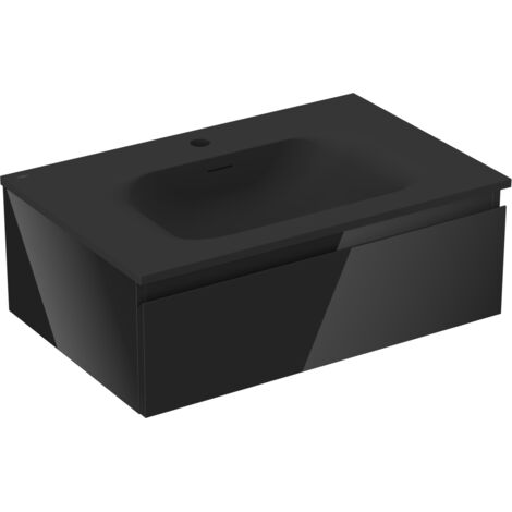 Mexen Orio mobile da bagno 70 cm con lavabo Vela, 1 cassetto, nero lucido/nero opaco - 91A10-07023-1-BF70-W23M71