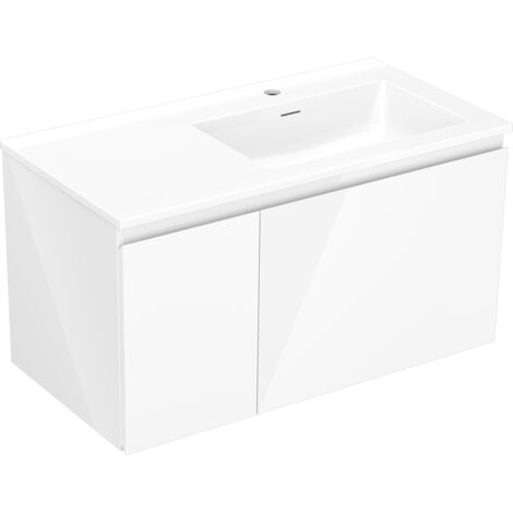 Mexen Orio mobile da bagno 90 cm con lavabo Otis a destra, 1S, 1D, bianco lucido - 91A13-09047-3-BBFF00-W18P00