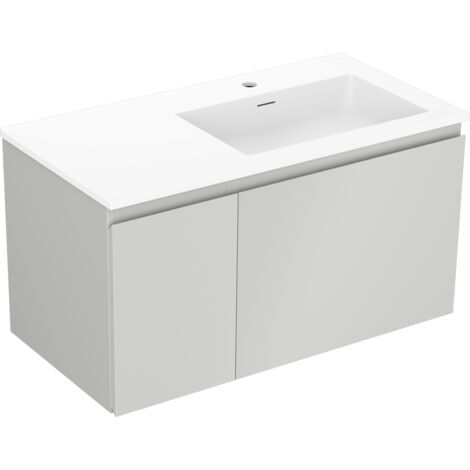 Mexen Orio mobile da bagno 90 cm con lavabo Otis destro, 1S, 1D, grigio opaco/bianco opaco - 91A13-09047-3-BBFF62-W18P01