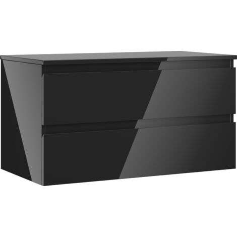 Mexen Orio mobile da bagno sottolavabo 90 cm con piano, 2 cassetti, nero lucido - 91A10-09047-2-BFFC70