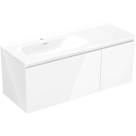 Mexen Orio mueble de ba帽o 120 cm con lavabo Vela izquierdo, 1S, 1D, blanco brillo - 91A13-12047-3-BBFF00-W23L00