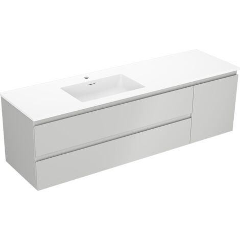 Mexen Orio mueble de ba帽o 160 cm con lavabo Otis izquierdo, 2S, 1D, gris mate/blanco mate - 91A13-16047-3-BBFFF62-W18L01