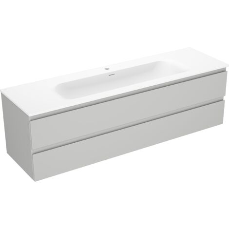 Mexen Orio mueble de ba帽o 160 cm con lavabo Vela, 2 cajones, gris mate/blanco mate - 91A10-16047-2-BFF62-W23M01