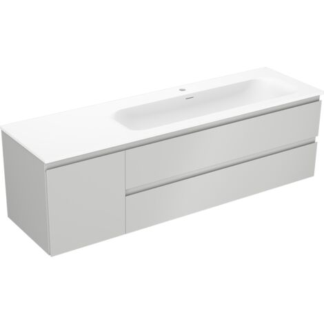 Mexen Orio mueble de ba帽o 160 cm con lavabo Vela a la derecha, 2S, 1D, gris mate/blanco mate - 91A13-16047-3-BBFFF62-W23P01