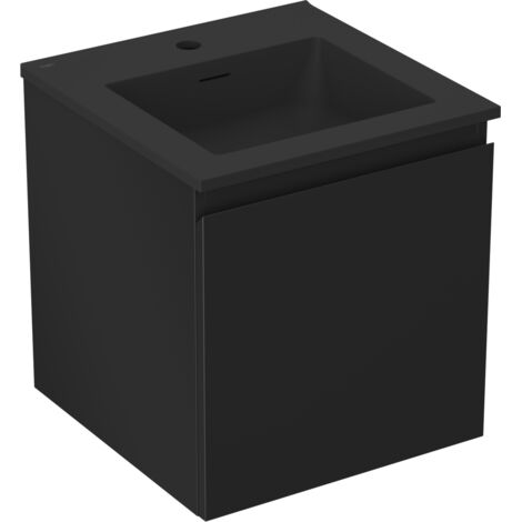 Mexen Orio mueble de ba帽o 45 cm con lavabo Otis, 1 caj贸n, negro mate - 91A10-04547-1-BF71-W18M71