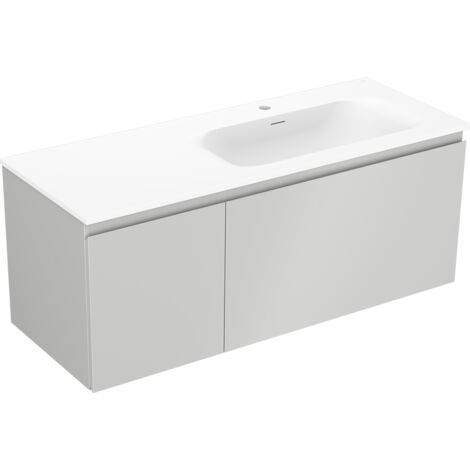Mexen Orio mueble de ba帽o de 120 cm con lavabo Vela derecho, 1 caj贸n, 1 puerta, gris mate/blanco mate - 91A13-12047-3-BBFF62-W2