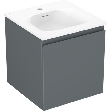 Mexen Orio mueble de ba帽o de 45 cm con lavabo Vela, 1 caj贸n, grafito mate/blanco mate - 91A10-04547-1-BF66-W23M01