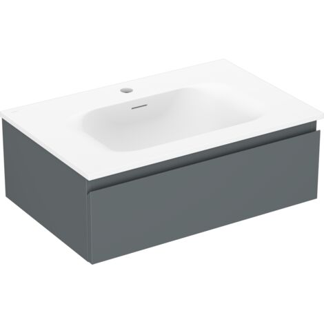 Mexen Orio mueble de ba帽o de 70 cm con lavabo Vela, 1 caj贸n, grafito mate/blanco mate - 91A10-07023-1-BF66-W23M01