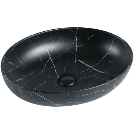 Mexen Orsola lavabo sobre encimera 52 x 39 cm, piedra negra - 21365271