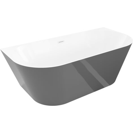 Mexen Oval Slim ba帽era exenta empotrada 170 x 80 cm, blanca/gris, rebosadero blanco - 52661708062-20