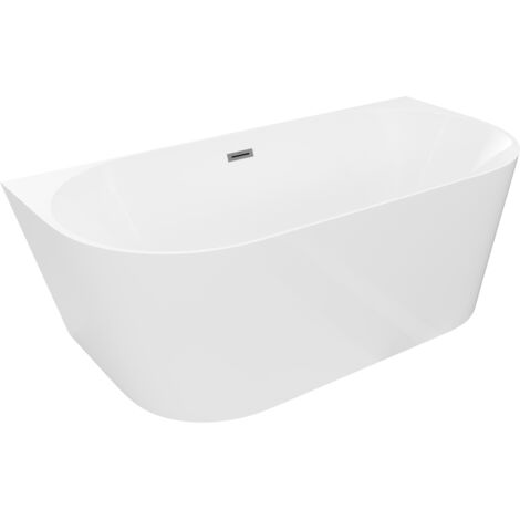 Mexen Oval Slim vasca da bagno freestanding a parete 170 x 80 cm, bianca, troppo pieno gun metal - 52661708000-95