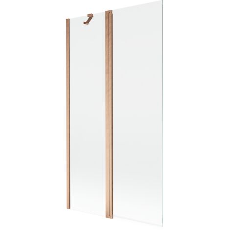 Mexen – Paroi de baignoire 2 volets 100 x 150 cm – Verre trempé transparent – Finition cuivre brossé – Réglable – 8A91000116500
