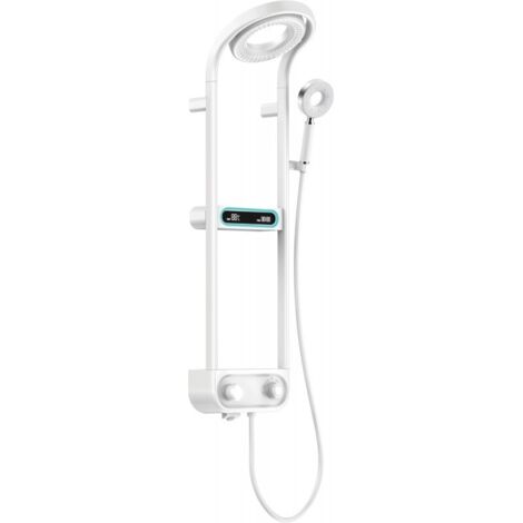 Mexen Peak conjunto de ducha empotrado con cabezal de lluvia y grifo, pantalla LED, blanco - 78106-20