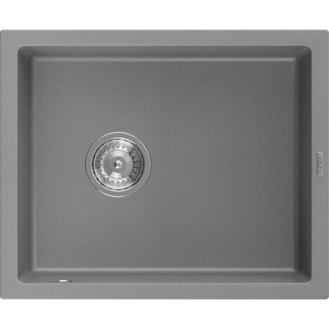 Mexen Pedro fregadero de granito de 1 seno 560 x 460 mm, gris, sif贸n cromado - 6508561000-71
