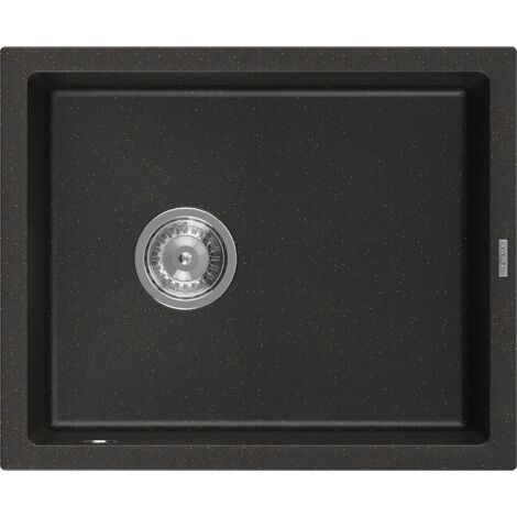 Mexen Pedro lavello in granito a 1 vasca 560 x 460 mm, nero/oro metallizzato, sifone cromato - 6508561000-75