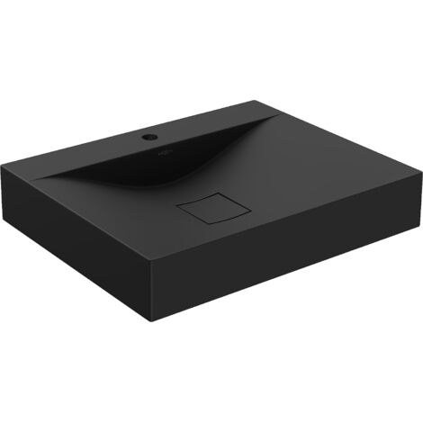 Mexen Poli lavabo da appoggio in conglomerato 1/O 60 x 48 cm, nero - 23026071