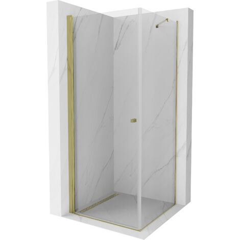 Mexen Pretoria cabina de ducha abatible 70 x 70 cm, transparente, oro - 852-070-070-50-00
