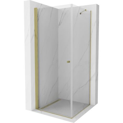 Mexen Pretoria cabine de douche pivotante 100 x 100 cm, transparent, dorée - 852-100-100-50-00