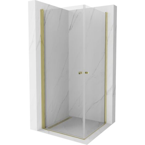 Mexen Pretoria Duo cabina de ducha abatible 90 x 90 cm, transparente, dorada - 852-090-090-50-00-02