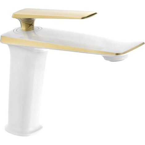 Mexen Purus rubinetto lavabo, bianco/oro - 745800-25