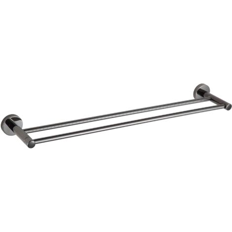 Mexen Remo doble colgador de toallas, cromo negro - 7050725-73