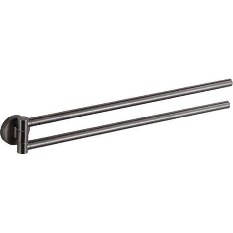 Mexen Remo doppio portasciugamani girevole, grigio canna di fucile spazzolato - 70507255-66