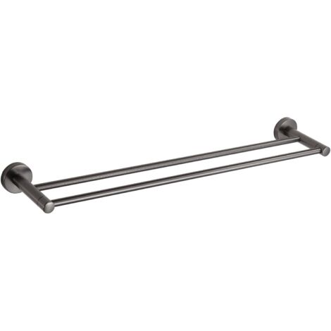 Mexen Remo toallero doble, gris ca帽贸n cepillado - 7050725-66